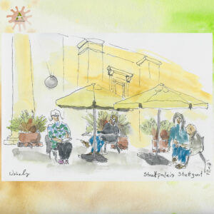 Zeichnerinnen und Zeichner am Stadtpalais